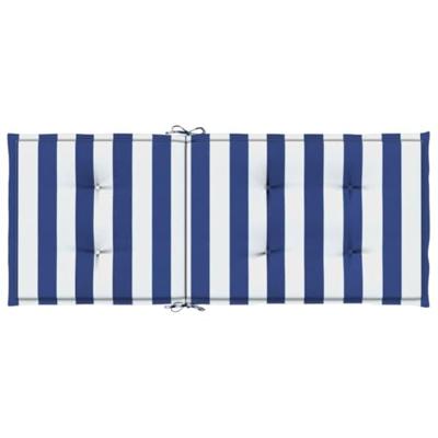 VidaXL Stoelkussens 4 st hoge rug stof gestreept wit en blauw VidaXL Stoelkussens 4 st hoge rug stof gestreept wit en blauw