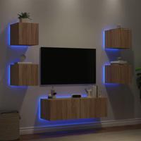 5-delige Tv-wandmeubelset met LED-verlichting sonoma eikenkleur - thumbnail