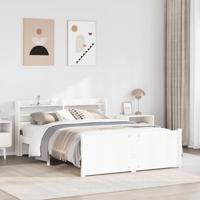 Bedframe met hoofdeinde zonder matras 160x200 cm wit - thumbnail