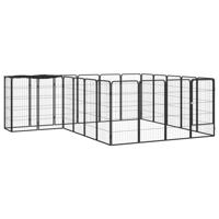 Hondenkennel 22 panelen 50x100 cm gepoedercoat staal zwart - thumbnail