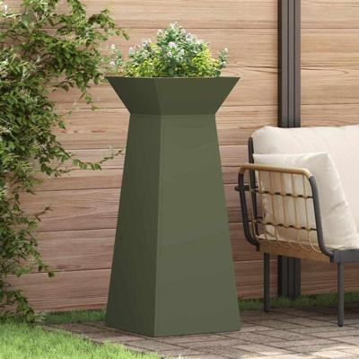 Pilaar Plantenbak 2 pcs Olijfgroen 40 x 40 x 100 cm Staal
