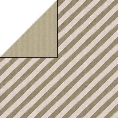 Cadeaupapier - Geschenkpapier - Taupe stripe over ivory ribbed 50 cm