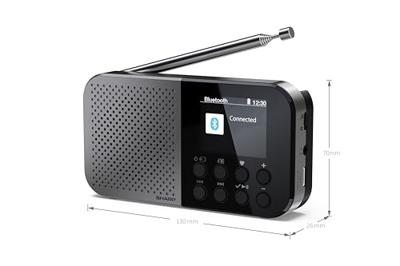 Sharp Outdoorradio FM, DAB Bluetooth Acculaadfunctie, Voelbare toetsen Zwart