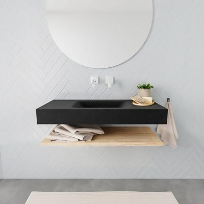 Aqua Splash Badkamermeubel AQS Ibiza 100 cm met Washed Oak Planchet Solid Surface Wastafel Mat Zwart - Badmeubel Ibiza 100 cm Washed Oak Planchet Aqua Splash Badkamermeubel AQS Ibiza 100 cm met Washed Oak Planchet Solid Surface Wastafel Mat Zwart - Badmeubel Ibiza 100 cm Washed Oak Planchet