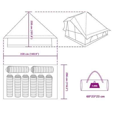 Familie Tipi Tent met dak Blauw en Grijs 358 x 296 x 258 cm