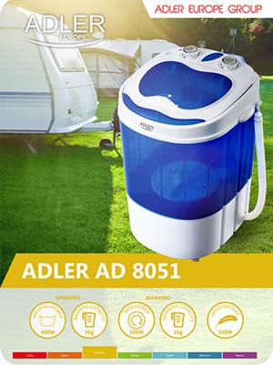 Adler AD 8051 wasmachine Bovenbelading 3 kg Blauw, Wit