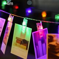 Licht van de String van de LED Fairy van de Clip van het kleurrijke lichte foto van 4m 40 LEDs 3 x AA batterijen vak ketens decoratieve licht Lamp vo - thumbnail