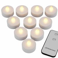 10 x flikkerende LED theelicht warmwit met afstandsbediening - thumbnail