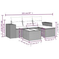 5-delige Loungeset met kussens poly rattan bruin - thumbnail
