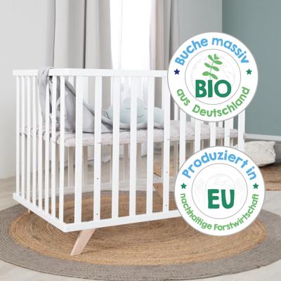 Babybox - ROBA - 75 x 100 cm - Inclusief grijze speelmat 'Lil Planet' - Wit gelakt hout Babybox - ROBA - 75 x 100 cm - Inclusief grijze speelmat 'Lil Planet' - Wit gelakt hout