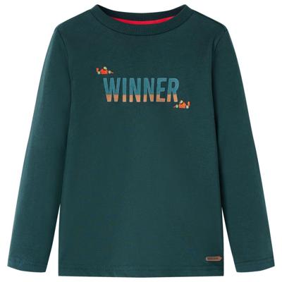 Kindershirt met lange mouwen winner-print 104 donkergroen