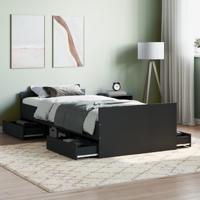 Bedframe met hoofd- en voeteneinde zwart 100x200 cm - thumbnail