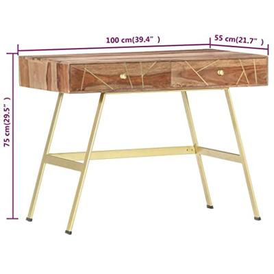 Schrijftafel met lades 100x55x75 cm massief sheeshamhout