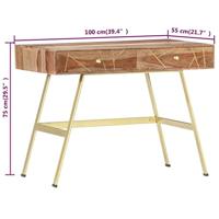 Schrijftafel met lades 100x55x75 cm massief sheeshamhout - thumbnail