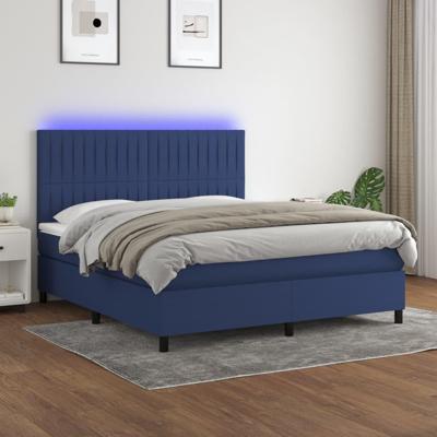 Boxspring met matras en LED stof blauw 160x200 cm