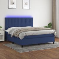 Boxspring met matras en LED stof blauw 160x200 cm - thumbnail