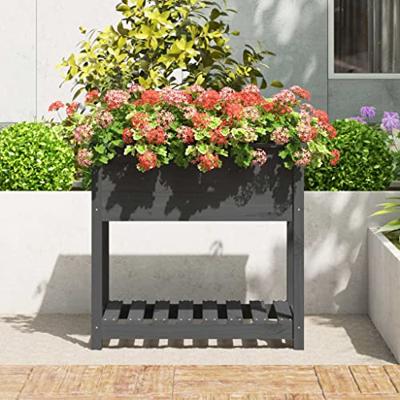 VidaXL Plantenbak met schap 82,5x54x81 cm massief grenenhout grijs VidaXL Plantenbak met schap 82,5x54x81 cm massief grenenhout grijs