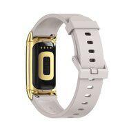 FitBit Charge 5 & 6 Extra soft siliconen bandje - Lichtgrijs + gouden connector - thumbnail