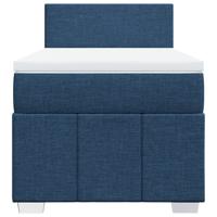 Boxspring met matras stof blauw 90x200 cm - thumbnail