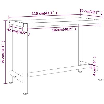 Werkbankframe 110x50x79 cm metaal matzwart en matrood Werkbankframe 110x50x79 cm metaal matzwart en matrood