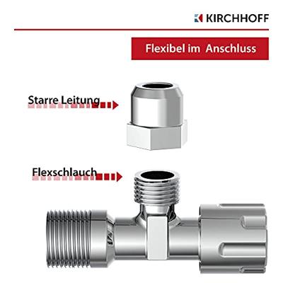 Kirchhoff Haakse-kraan, chroom, 1/2"ET x 3/8" ET x 10 mmQ, met rozet (2x) - 98625714