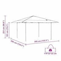 Luifeltent Groen 400 x 400 x 227 / 236 / 245 cm Oxford stof - thumbnail