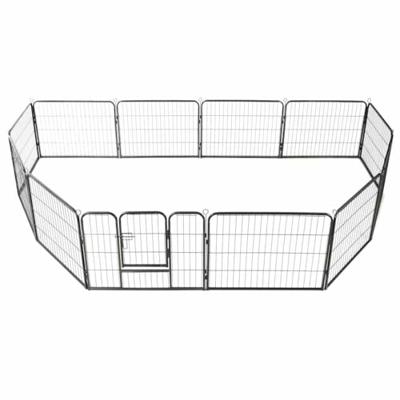 Hondenren met 12 panelen 80x60 cm staal zwart