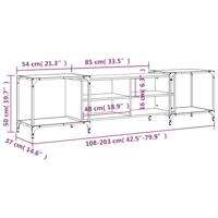 Tv-meubel 203x37x50 cm bewerkt hout grijs sonoma eikenkleurig - thumbnail