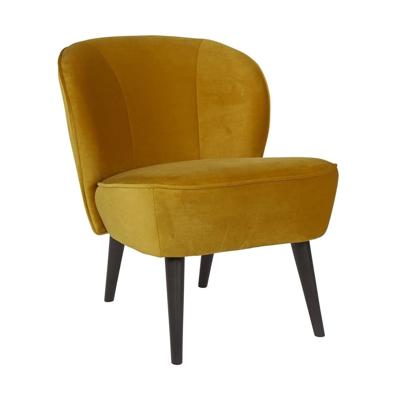 WOOOD Fauteuil 'Sara' Velvet, kleur Okergeel