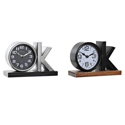 Tafelklok DKD Home Decor Zwart Zilverkleurig (2 Stuks)