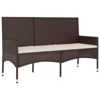 4-delige Loungeset met kussens poly rattan bruin - thumbnail