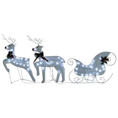 VidaXL Kerstdecoratie rendieren en slee 60 led's wit VidaXL Kerstdecoratie rendieren en slee 60 led's wit