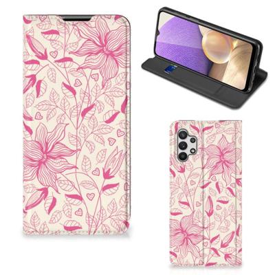 Samsung Galaxy A32 5G Smart Cover Pink Flowers Samsung Galaxy A32 5G Smart Cover Pink Flowers
