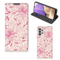 Samsung Galaxy A32 5G Smart Cover Pink Flowers - thumbnail