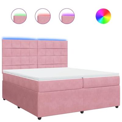 Boxspring met matras fluweel roze 200x200 cm