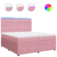 Boxspring met matras fluweel roze 200x200 cm - thumbnail
