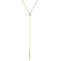 Elenza Goudkleurige 925 Sterling Zilveren Ketting met Zirkonia Hangertje - thumbnail