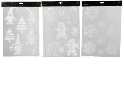 Raamstickers Kerstfiguren Wit Assorti 1st