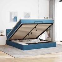 Ottoman bed met matras 180x200 cm fluweel donkerblauw - thumbnail