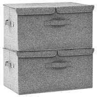 VidaXL Opbergboxen 2 st 50x30x25 cm stof grijs - thumbnail