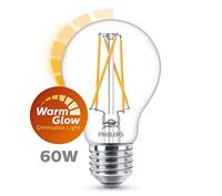 Philips LED Lamp Transparant - 60 W - E27 - Dimbaar warmwit Licht - thumbnail