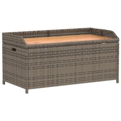 Opbergbank 100x50x52 cm poly rattan en acaciahout grijs Opbergbank 100x50x52 cm poly rattan en acaciahout grijs
