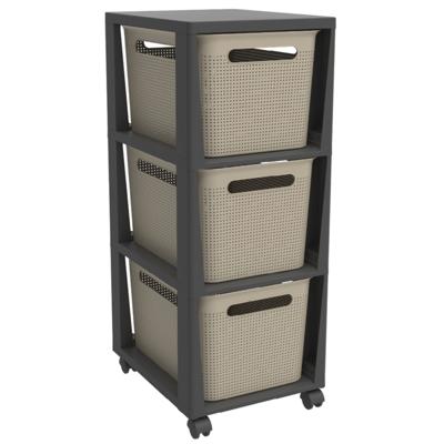 Rotho Tower Brisen Design ladekast 3x16L met Wielen Cappuccino