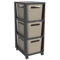 Rotho Tower Brisen Design ladekast 3x16L met Wielen Cappuccino - thumbnail