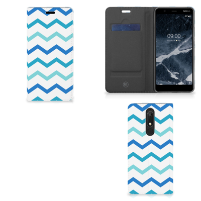 Nokia 5.1 (2018) | Hoesje met Magneet | Zigzag Blauw