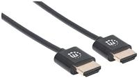 Manhattan 394352 HDMI-kabel HDMI Aansluitkabel HDMI-A-stekker, HDMI-A-stekker 1.00 m Zwart 4K UHD, Folie afscherming, Afscherming gevlochten, Rond, UL - thumbnail