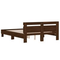Bedframe met hoofdeinde bewerkt hout bruineikenkleur 140x190 cm - thumbnail