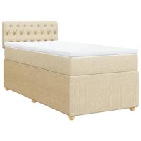Boxspring met matras stof crèmekleurig 90x200 cm - thumbnail