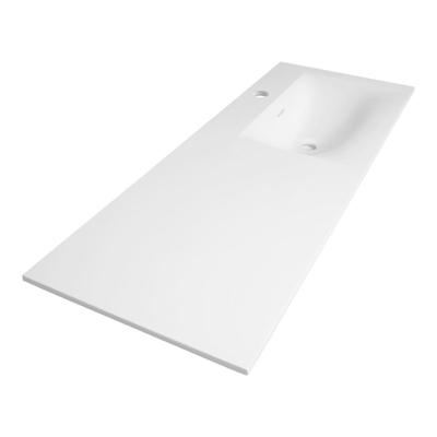 Brauer Glacier Wastafel Asymmetrisch - 120 met 1 Spoelbak Rechts en 1 Kraangat - Fine Stone Mat Wit
