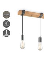 Home sweet home hanglamp Denton 4L hout / burned metal - thumbnail